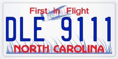 NC license plate DLE9111