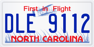 NC license plate DLE9112