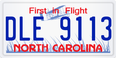 NC license plate DLE9113
