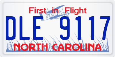 NC license plate DLE9117