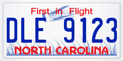 NC license plate DLE9123