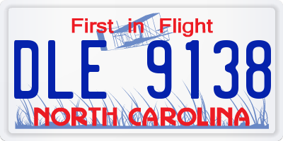 NC license plate DLE9138