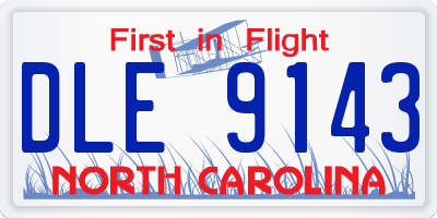 NC license plate DLE9143