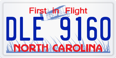 NC license plate DLE9160