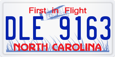 NC license plate DLE9163