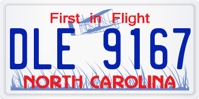 NC license plate DLE9167