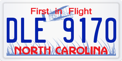 NC license plate DLE9170