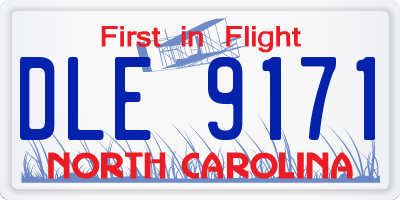 NC license plate DLE9171