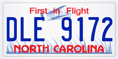 NC license plate DLE9172