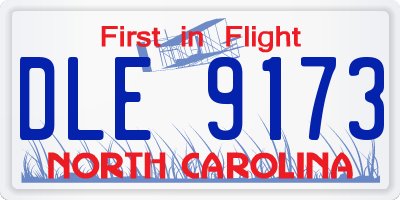 NC license plate DLE9173