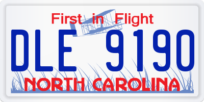 NC license plate DLE9190