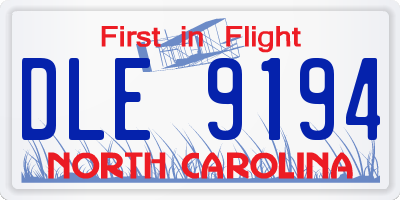 NC license plate DLE9194