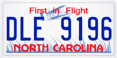 NC license plate DLE9196