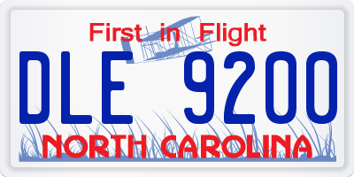 NC license plate DLE9200