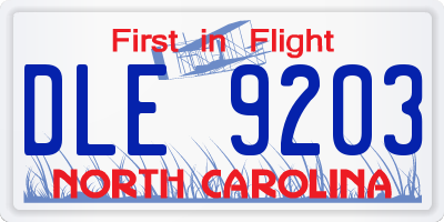 NC license plate DLE9203