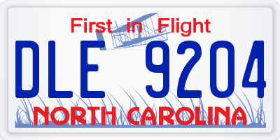 NC license plate DLE9204