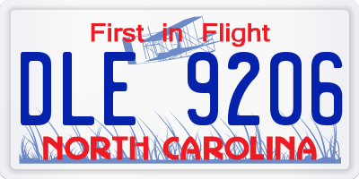 NC license plate DLE9206