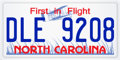 NC license plate DLE9208