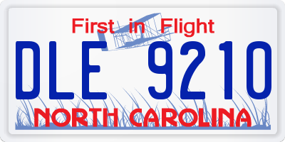NC license plate DLE9210