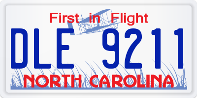NC license plate DLE9211