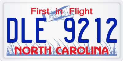 NC license plate DLE9212