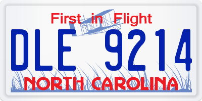NC license plate DLE9214
