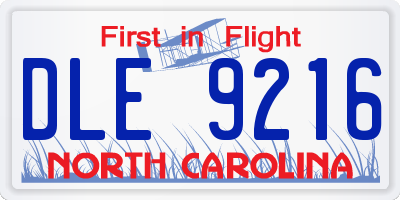 NC license plate DLE9216