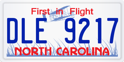 NC license plate DLE9217