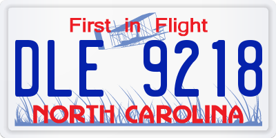 NC license plate DLE9218