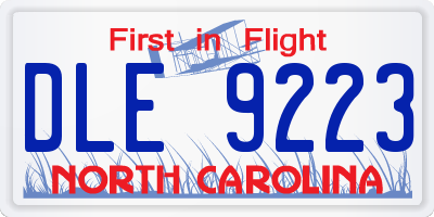 NC license plate DLE9223