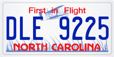 NC license plate DLE9225