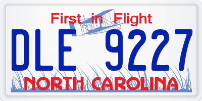 NC license plate DLE9227