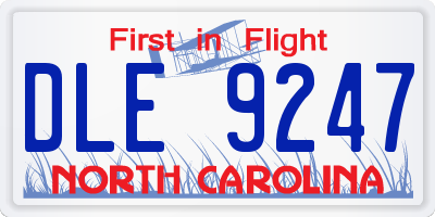 NC license plate DLE9247