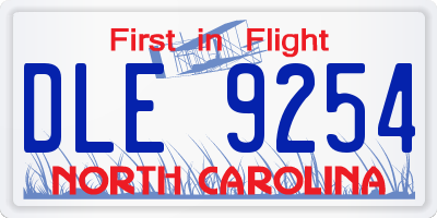 NC license plate DLE9254