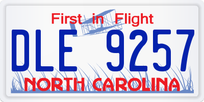 NC license plate DLE9257