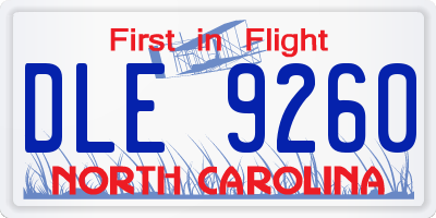 NC license plate DLE9260
