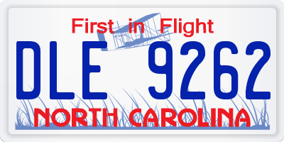 NC license plate DLE9262
