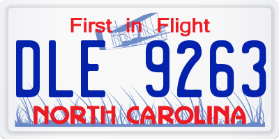 NC license plate DLE9263