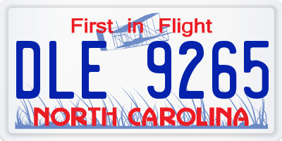 NC license plate DLE9265