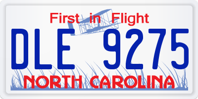 NC license plate DLE9275