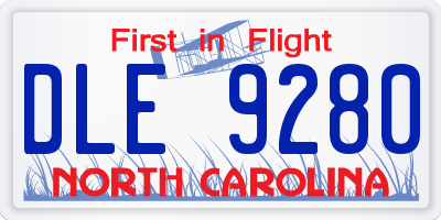 NC license plate DLE9280