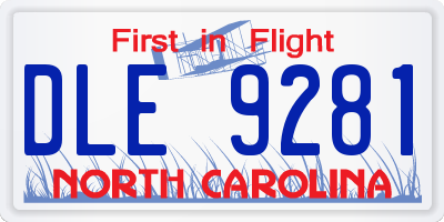 NC license plate DLE9281