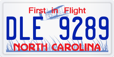 NC license plate DLE9289
