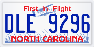 NC license plate DLE9296