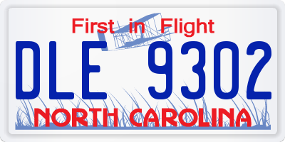 NC license plate DLE9302