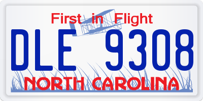 NC license plate DLE9308