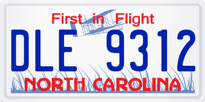NC license plate DLE9312