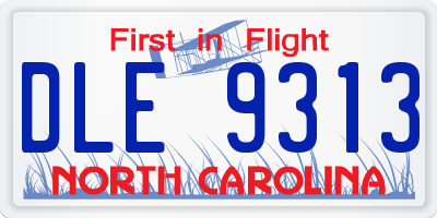 NC license plate DLE9313