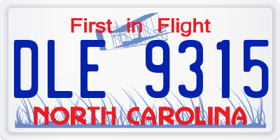 NC license plate DLE9315