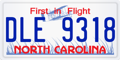 NC license plate DLE9318